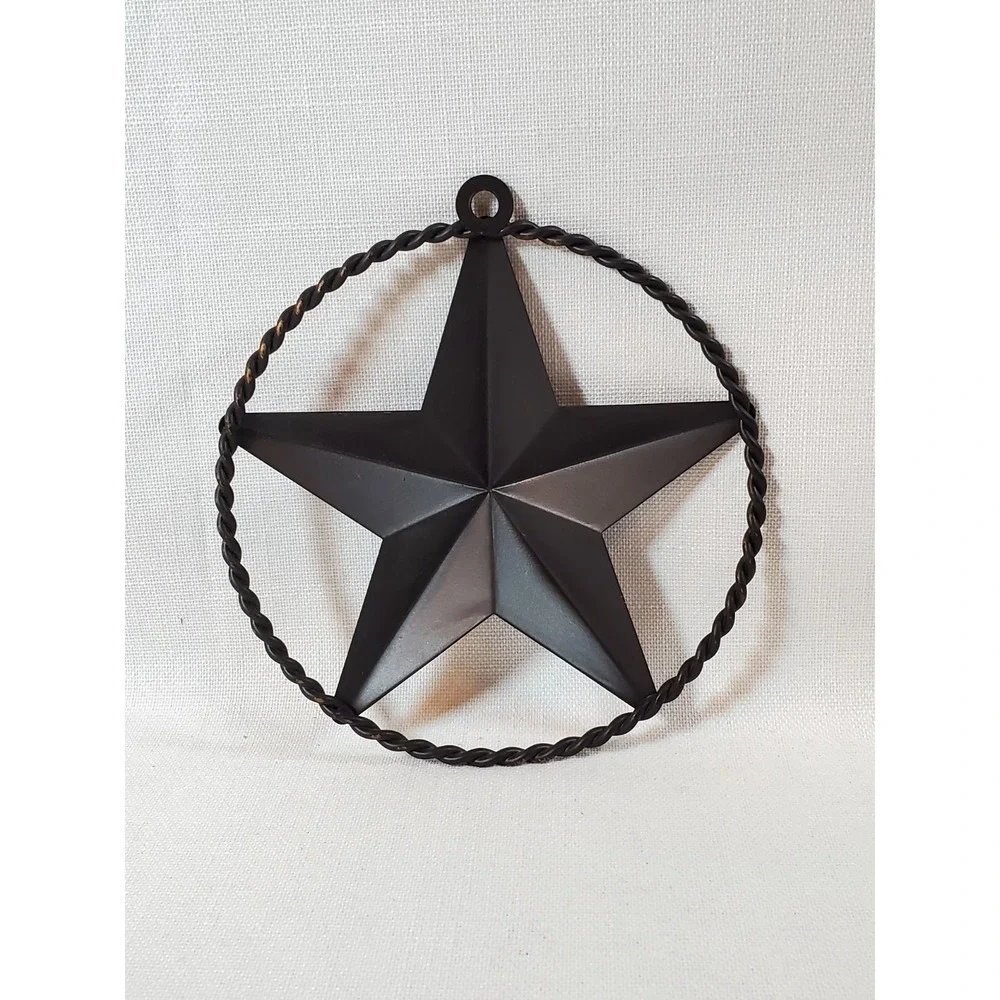 Rustic‎ Metal Barn Star Wall Decor with Twisted Rope Circle 5